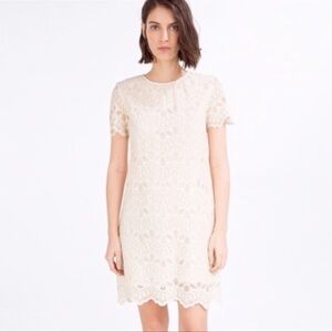 ZARA Womens Cream Lace Short Sleeve Shift Dress